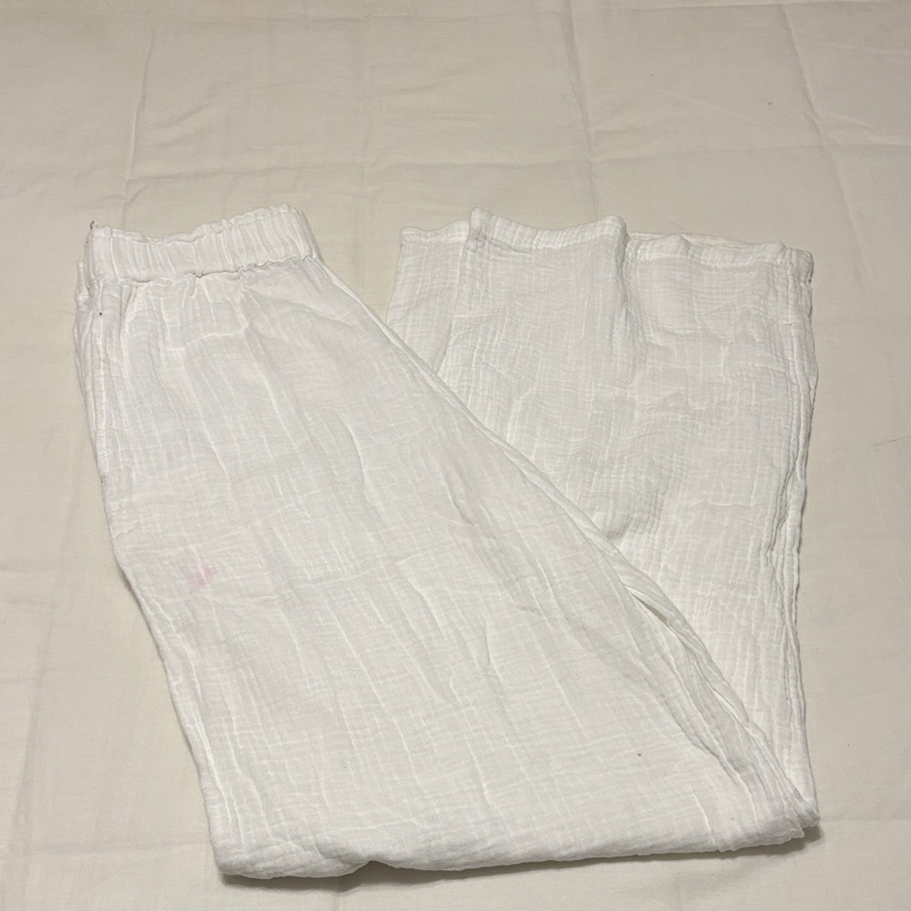 White Womens Cotton Beach Pants